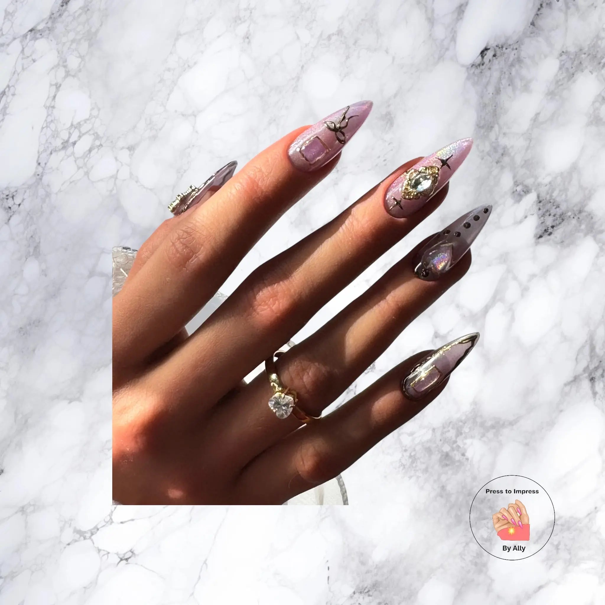 Lavender Princess - 3D Hearts & Gemstone Accents Press to impress