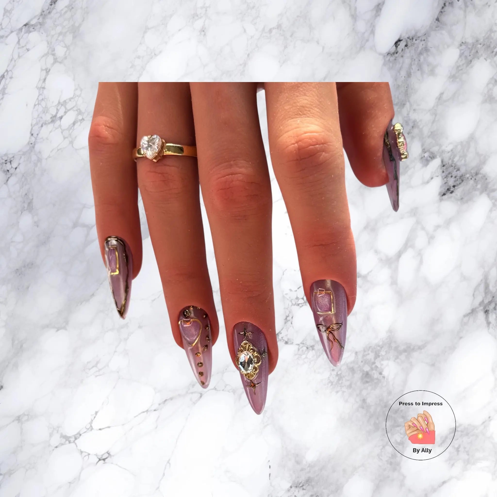 Lavender Princess - 3D Hearts & Gemstone Accents Press to impress