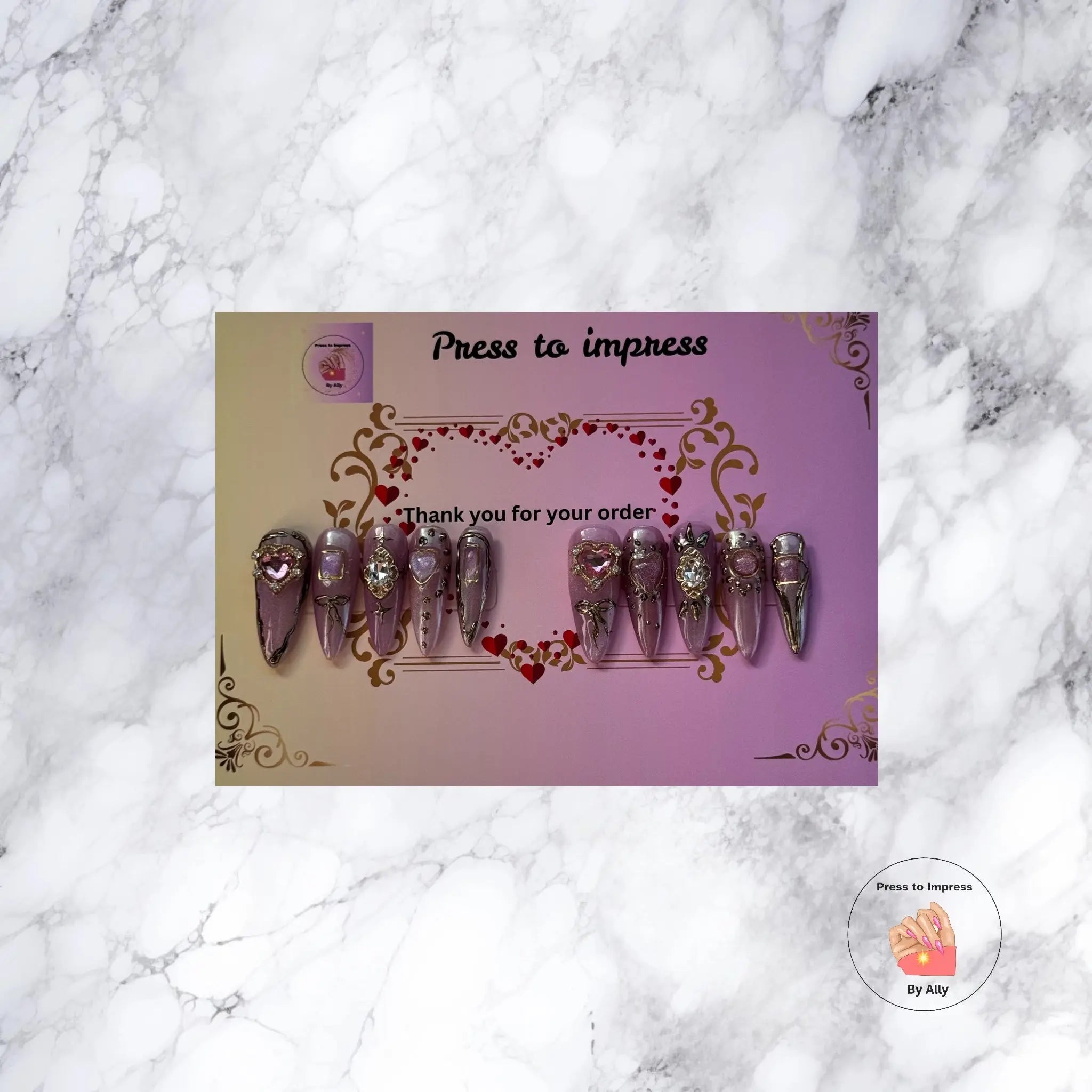 Lavender Princess - 3D Hearts & Gemstone Accents Press to impress