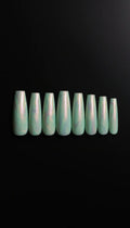 Opalescent Mint Coffin Nails