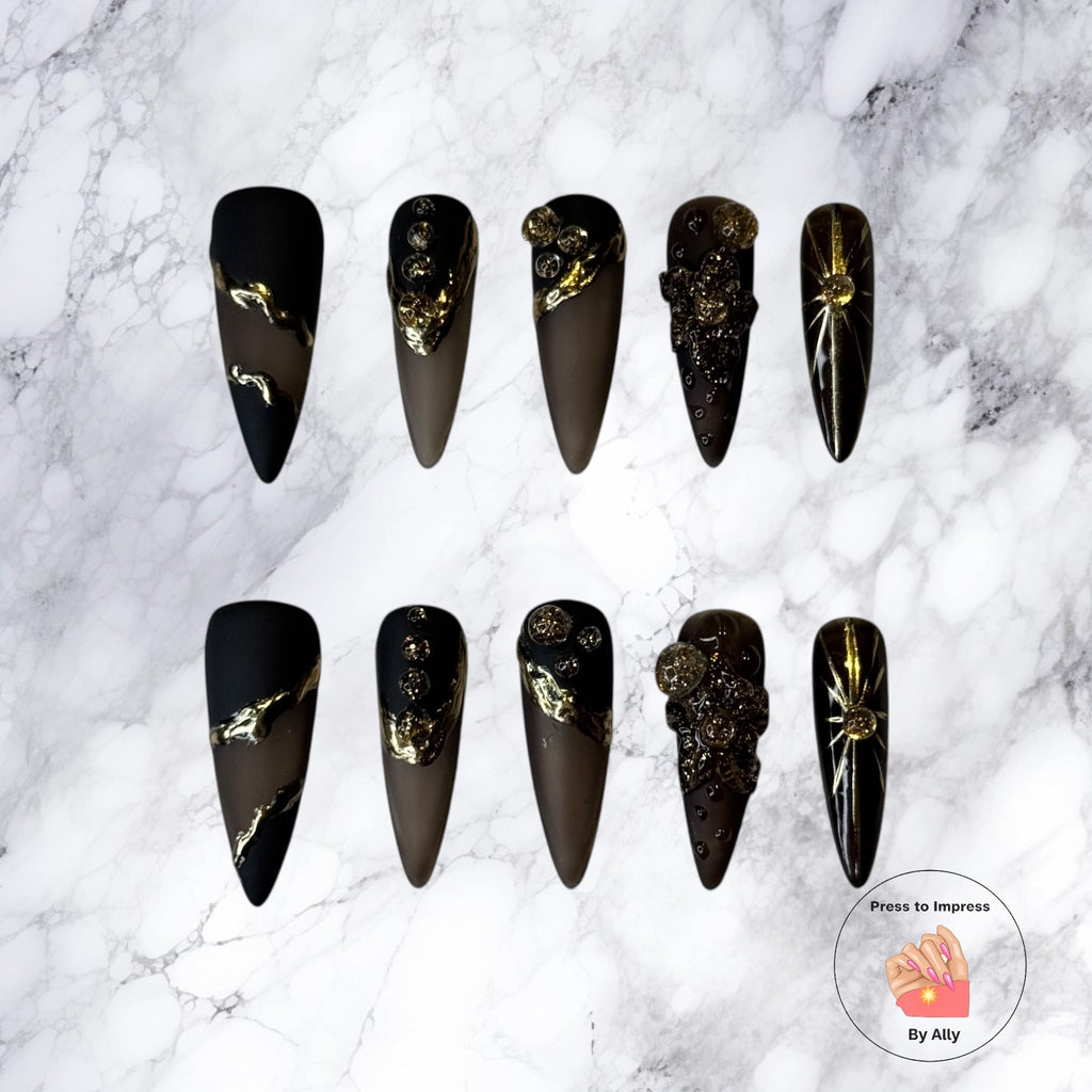 Dark Elegance Nails Press to impress