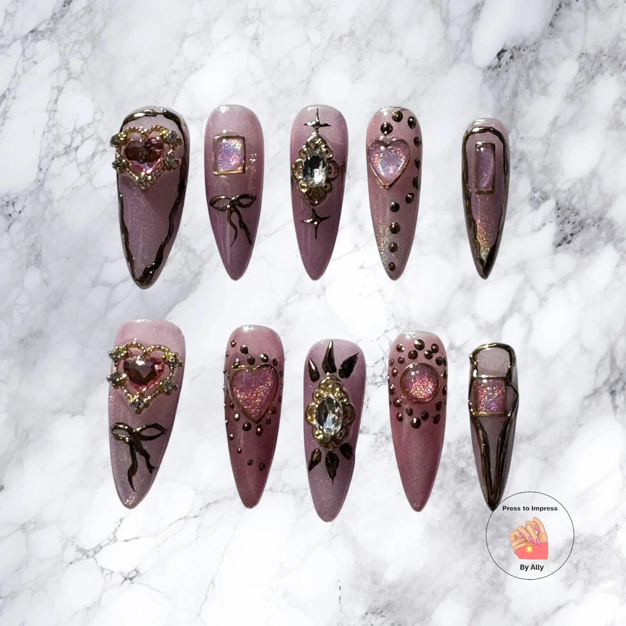 Lavender Princess - 3D Hearts & Gemstone Accents Press to impress