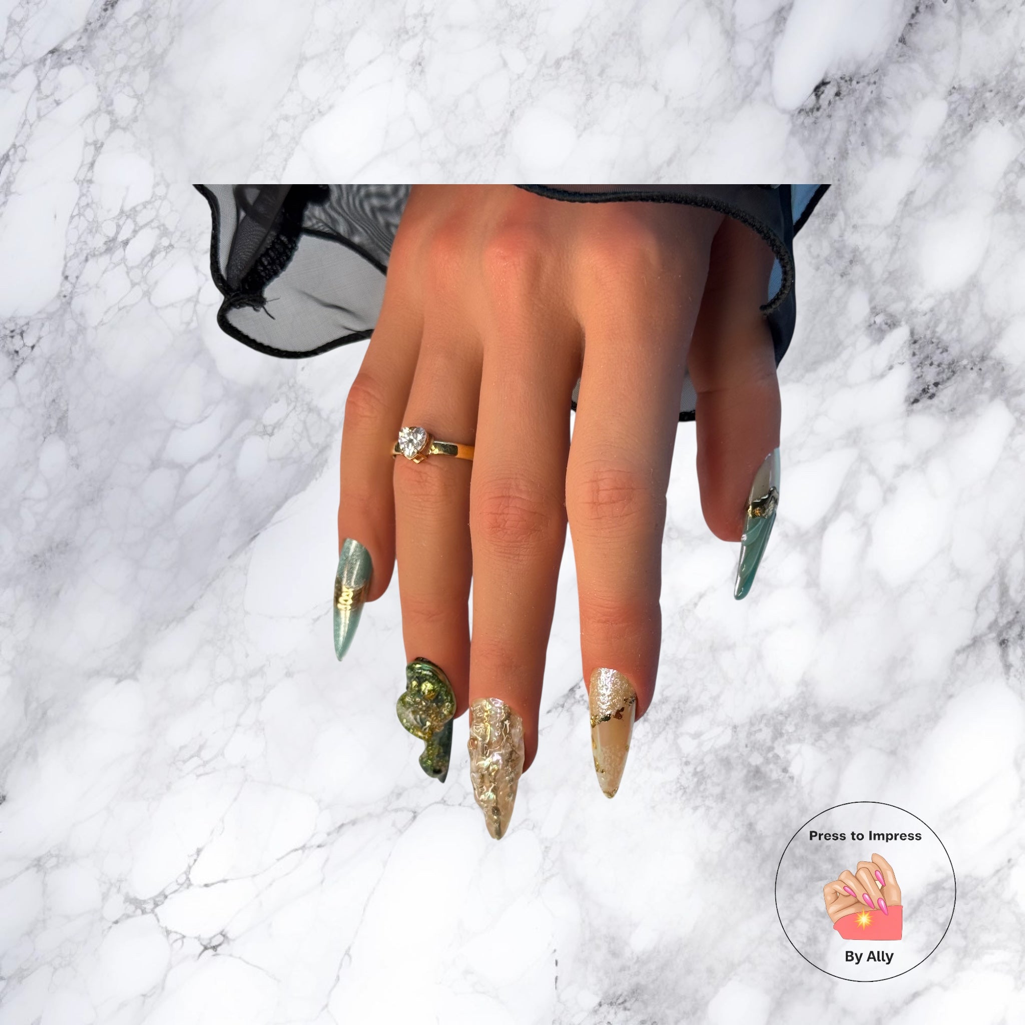 Summer edition luxury press-on nails in vibrant seasonal tones