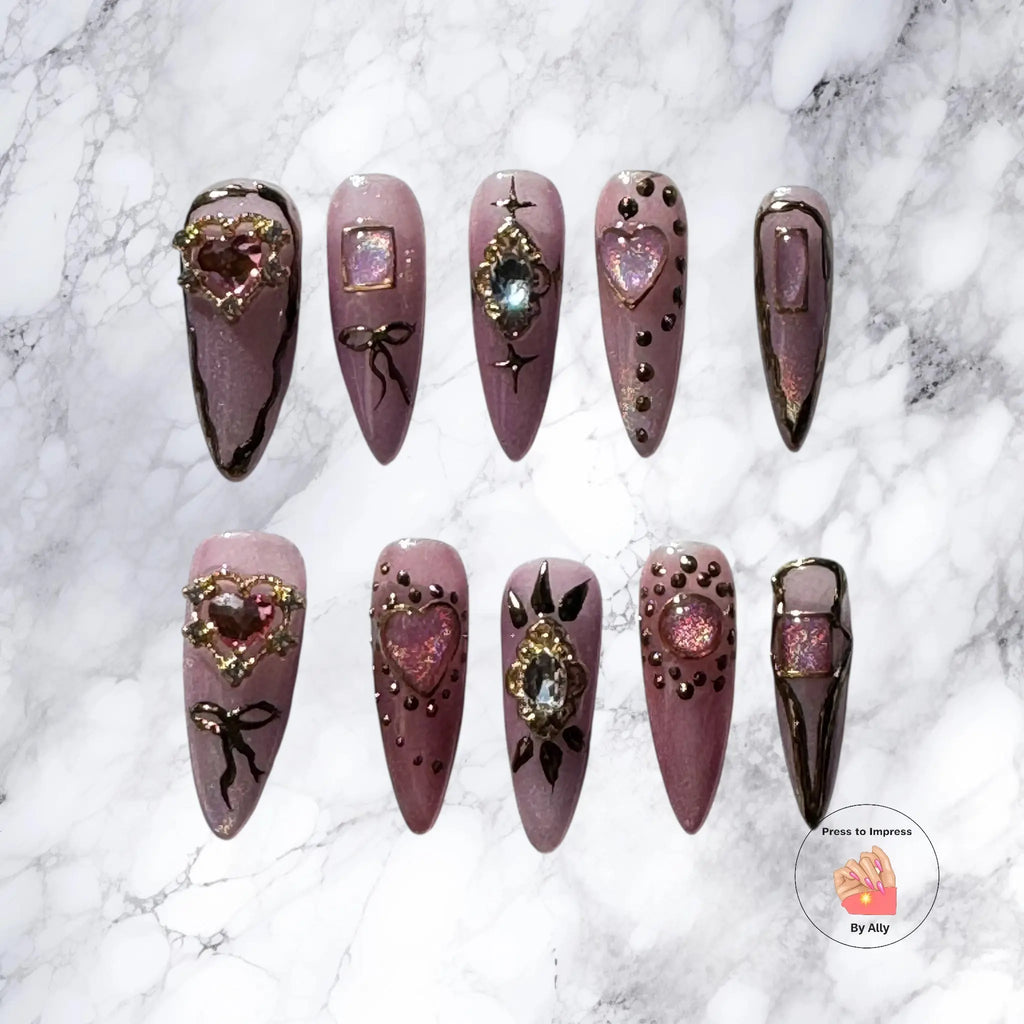 Lavender Princess - 3D Hearts & Gemstone Accents Press to impress