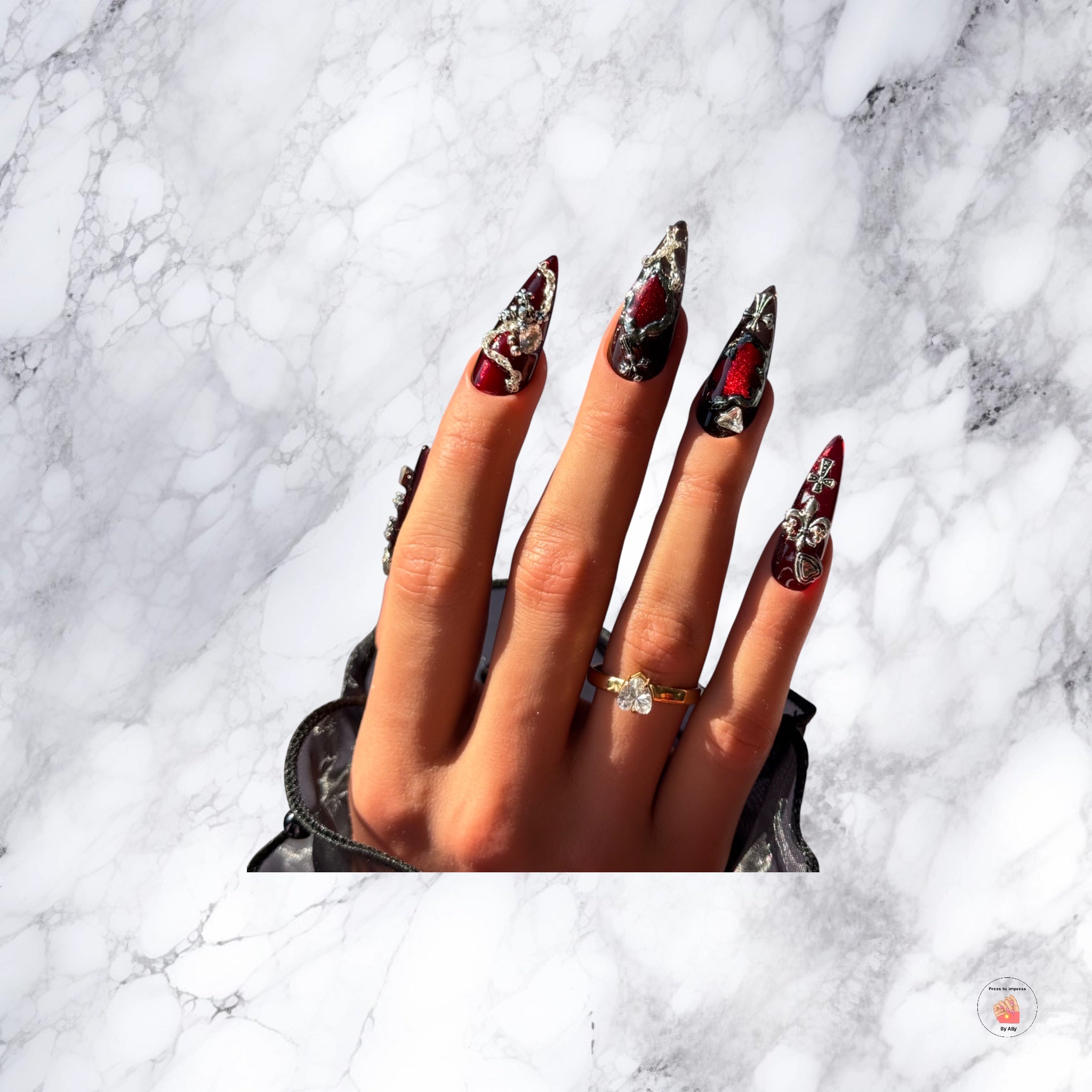 Luxury statement press-on nails with bold design