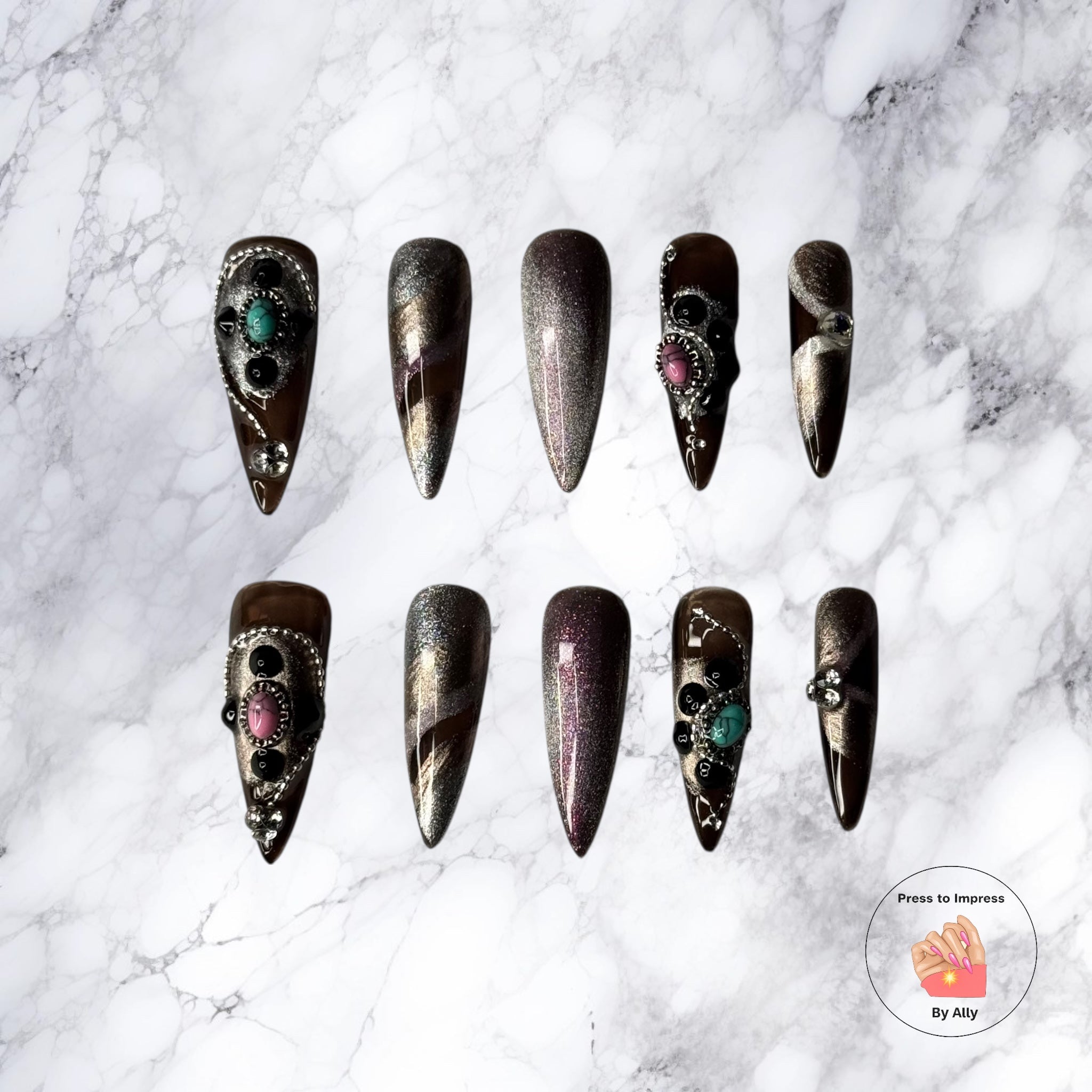 Glam statement press-on nails with elevated finish