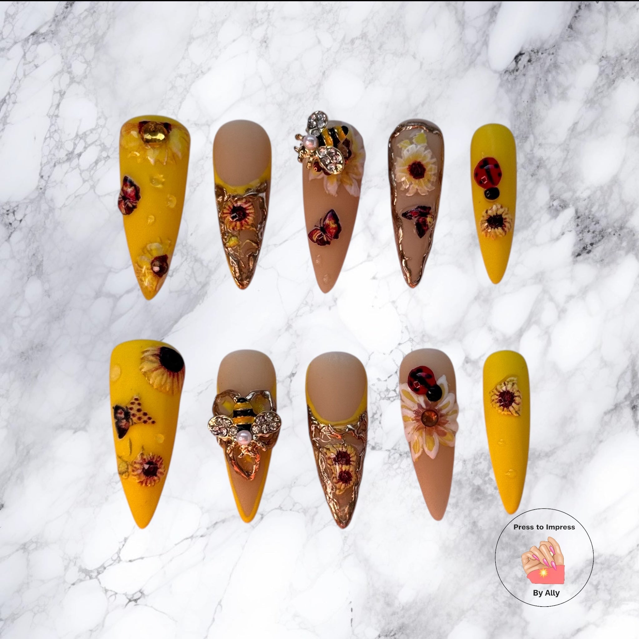 Summer edition luxury press-on nails in vibrant seasonal tones