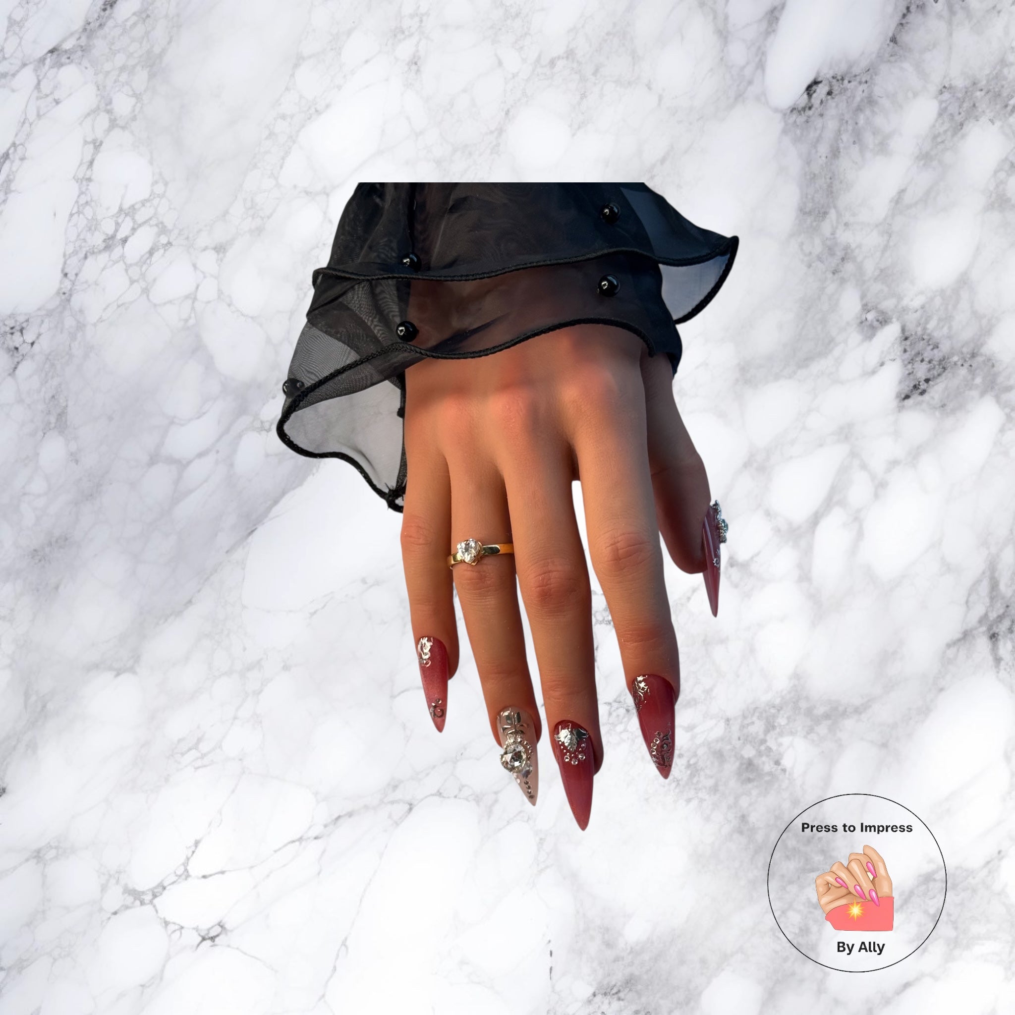 Luxury statement press-on nails with bold design