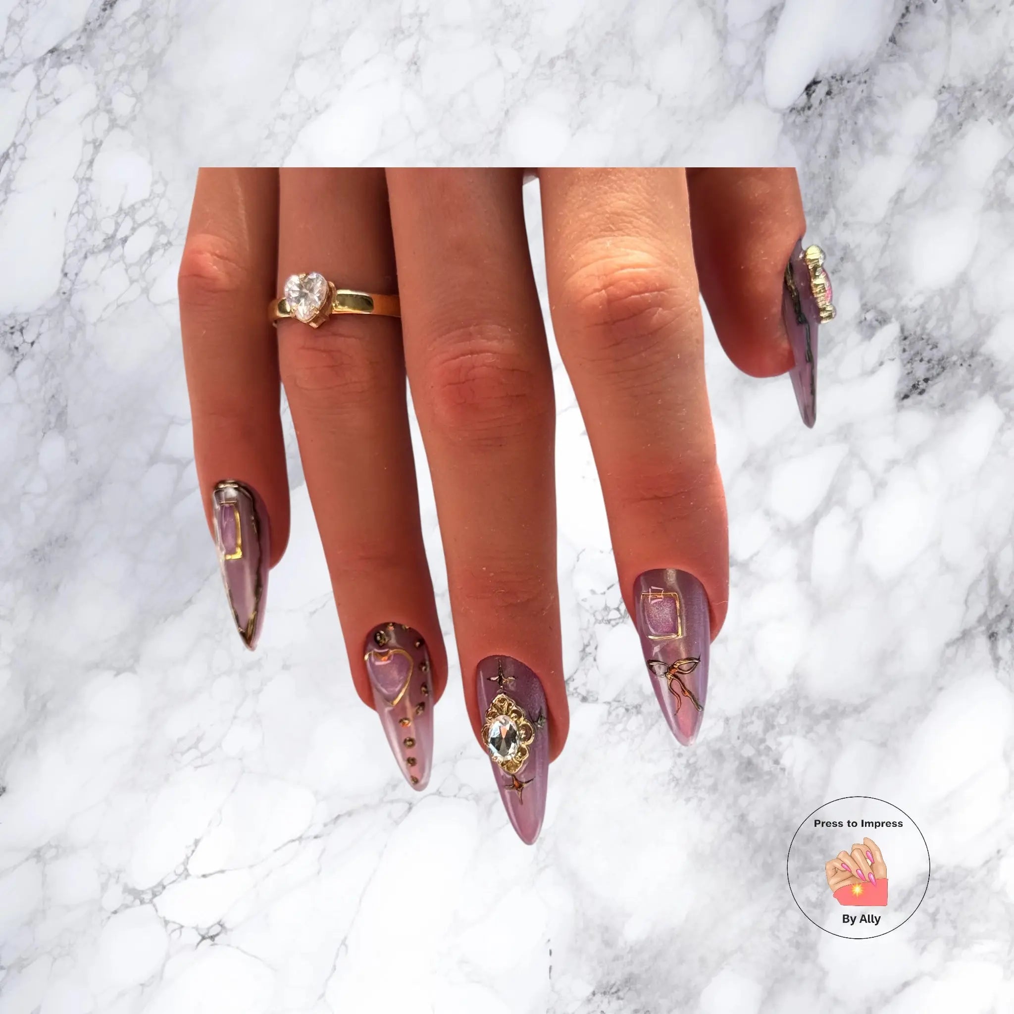 Lavender Princess - 3D Hearts & Gemstone Accents Press to impress