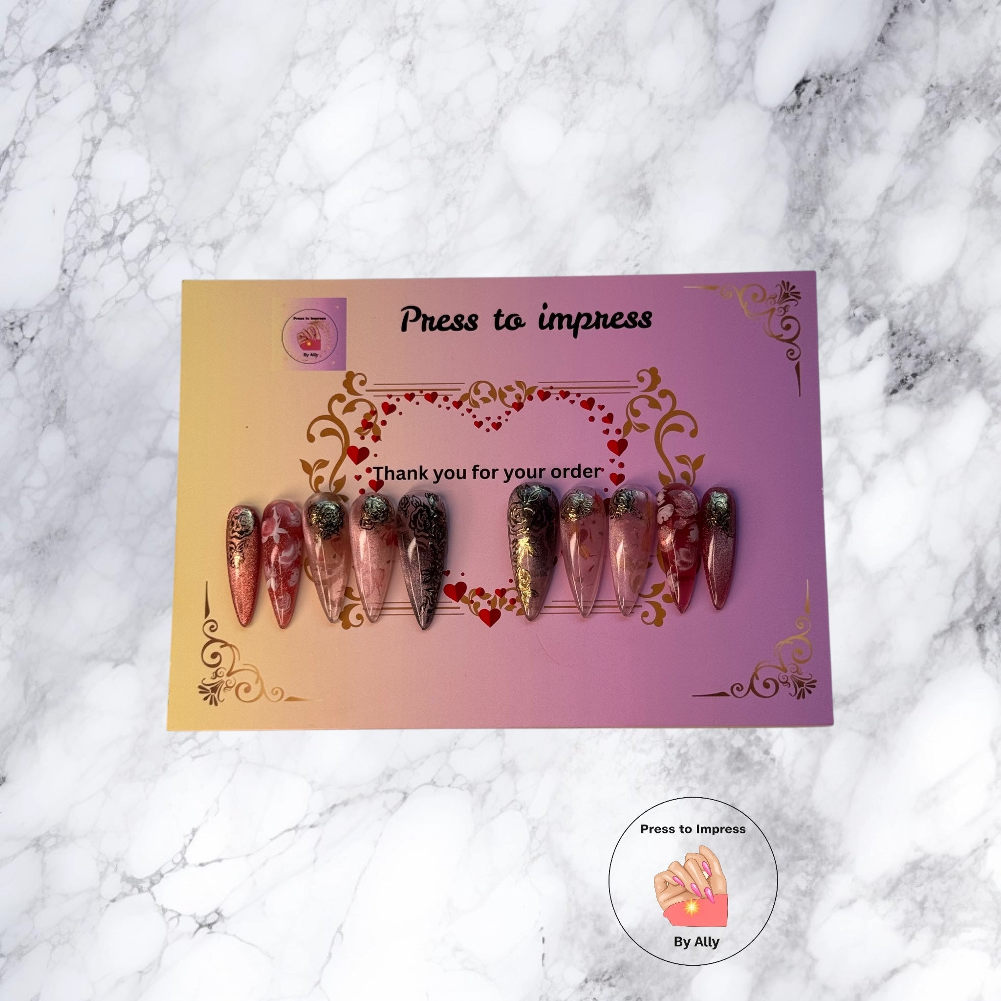 Luxury statement press-on nails with bold design