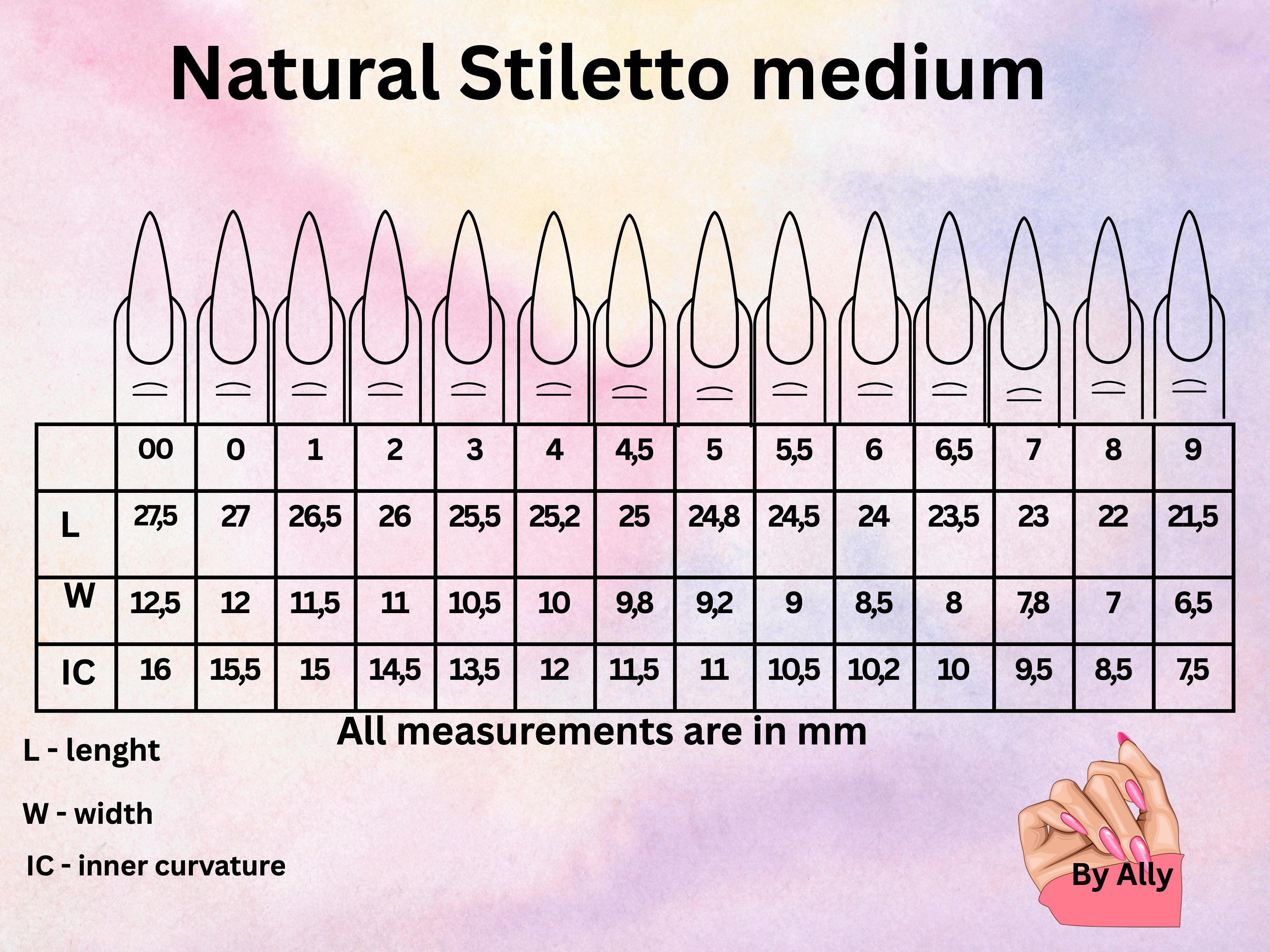 Natural Stiletto Medium Sizes