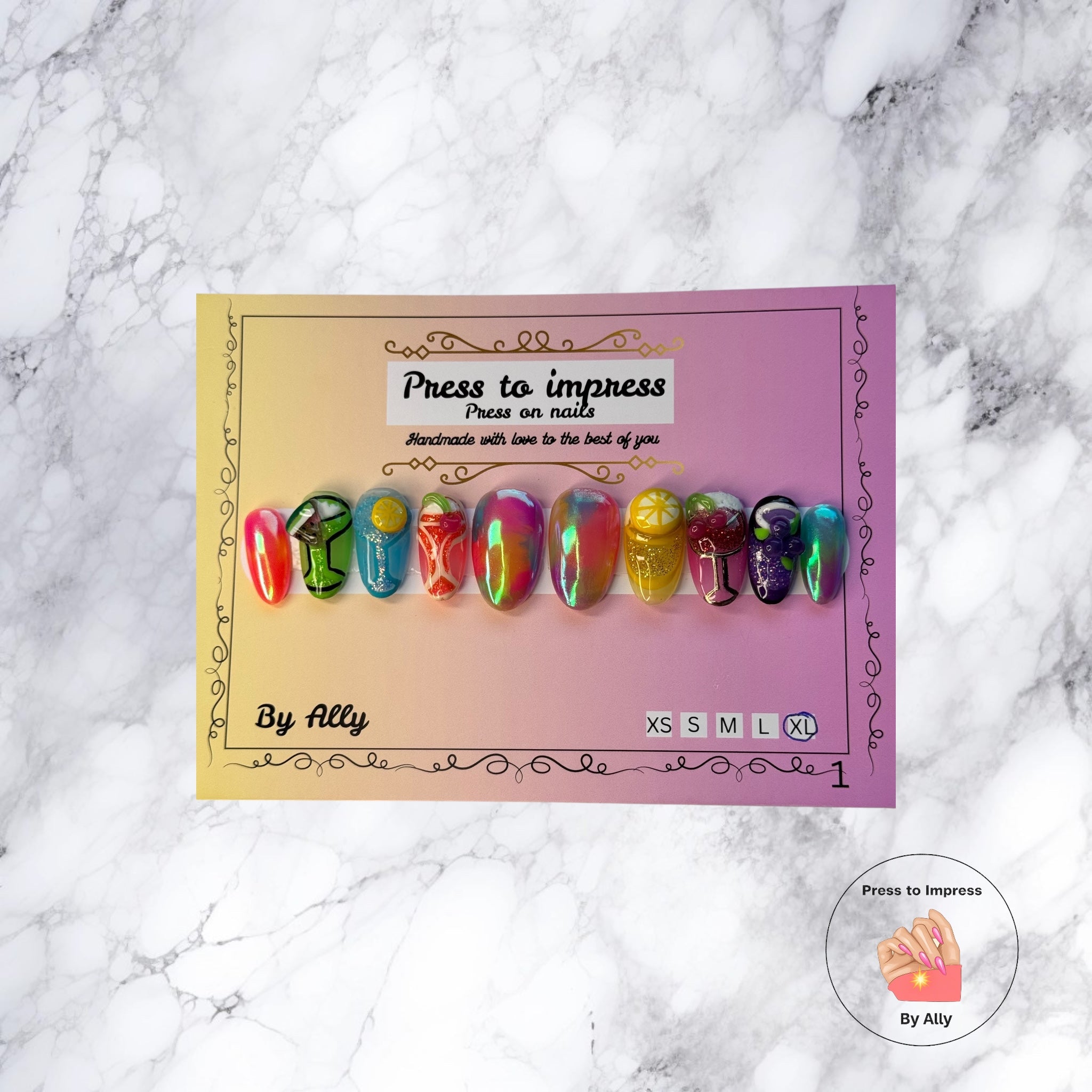 Summer edition luxury press-on nails in vibrant seasonal tones