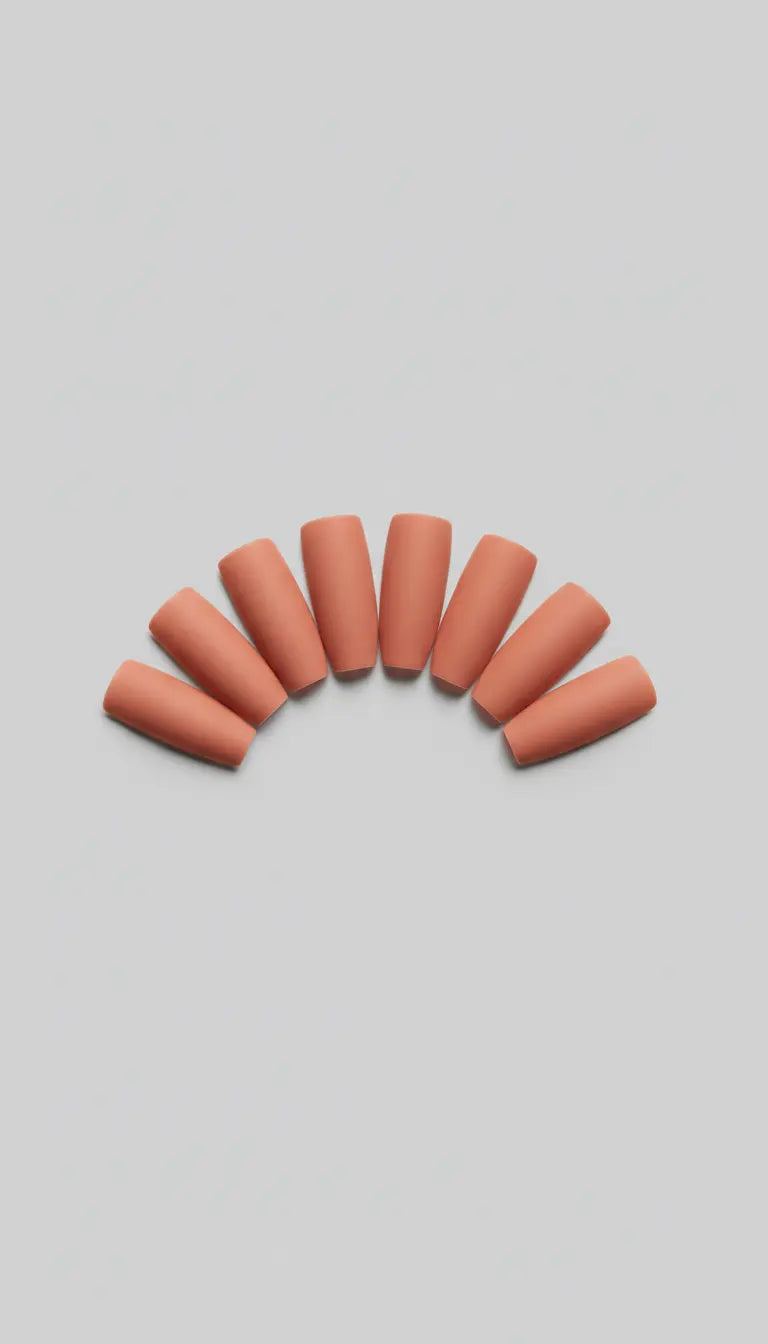 Matte Square Press-Ons with Terracotta Accent