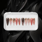 Press to Impress Rose of Shadows luxury press on nails in burgundy, pink, and rose gold with floral and lace designs.