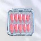 Press to Impress Sunset Syrup coral-pink jelly press-on nails with glossy finish and soft syrup gradients.